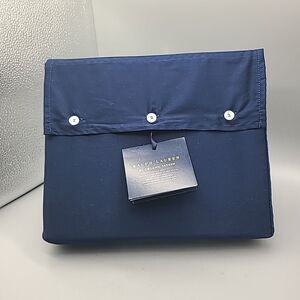 NWT Ralph Lauren RL Home Organic Cotton Sateen King Flat Sheet $200 Polo Navy